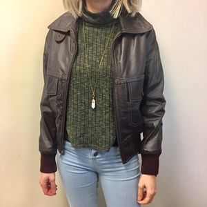 Vintage “Casual Corner” Leather Bomber Jacket
